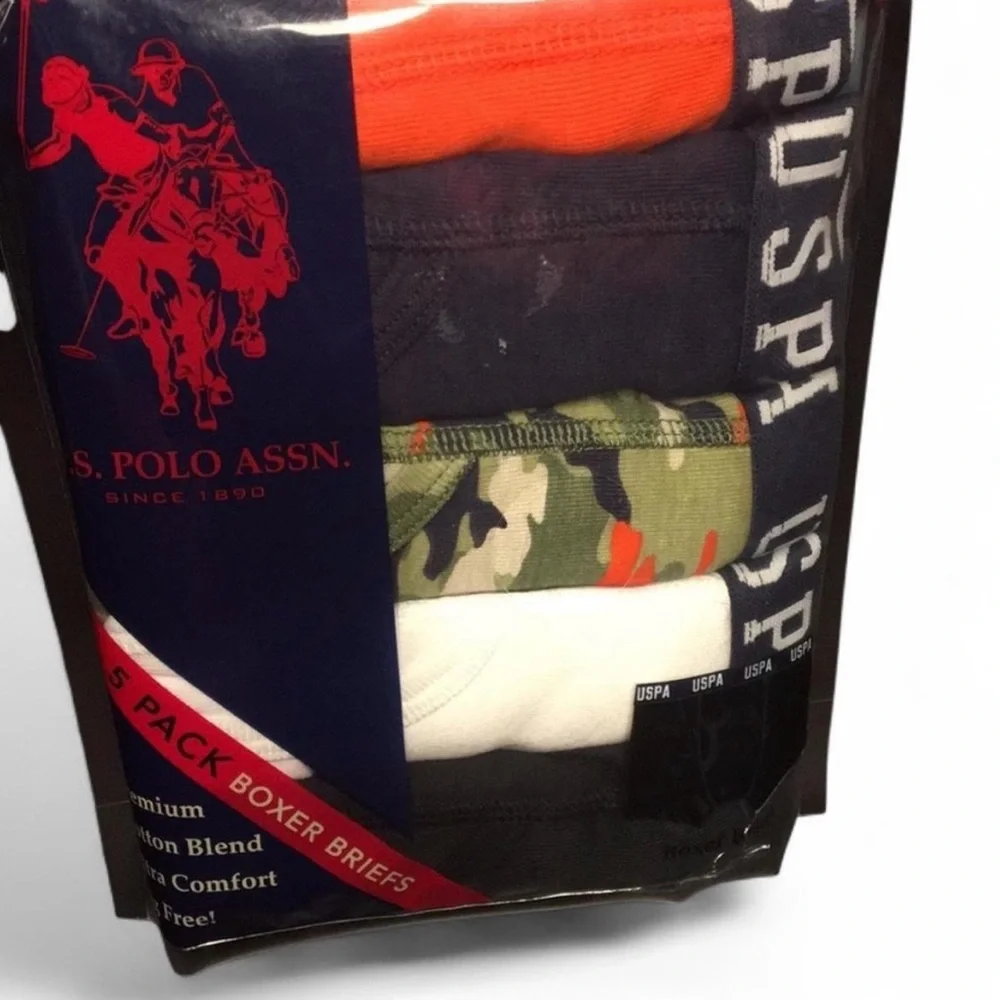 U.S. Polo Assn. 5 Pack Boys Boxer Briefs, large (12/14)